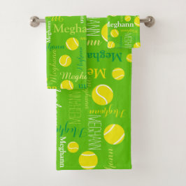 Tennisbälle Sportgelb, grüner individuelle Name Badhandtuch Set