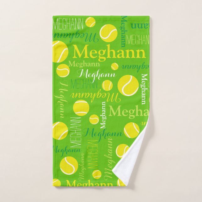 Tennisbälle Sportgelb, grüner individuelle Name Handtuch (Handtuch)