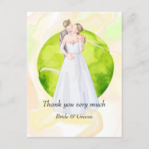 Tennisbride und Groom auf Tennisball für Hochzeite Postkarte