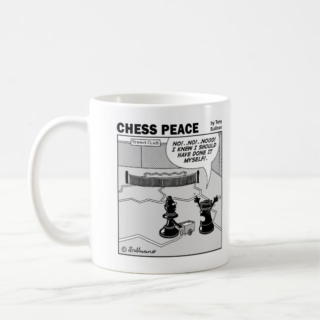 Tennisgerichts-Szene Schach-FriedensTasse Kaffeetasse (Links)