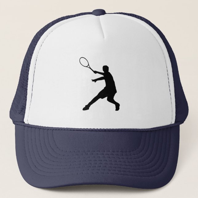 Tennishut mit Silhouette für Tennisspieler Truckerkappe (Vorderseite)
