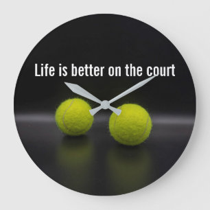 Tennisleben ist besser auf dem Platz mit Kugeln Große Wanduhr