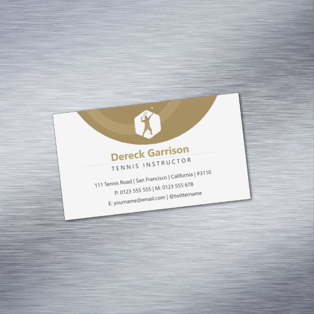 Tennislehrer | Coach | Ausbilder Golden Magnetische Visitenkarte (Beispiel)