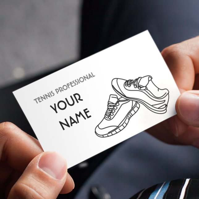 Tennislehrer Einfach Minimalistisch Schwarz-weiß Visitenkarte (Von Creator hochgeladen)