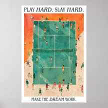 Tennisplatz-Kunstprint Spiel hart, siege hart