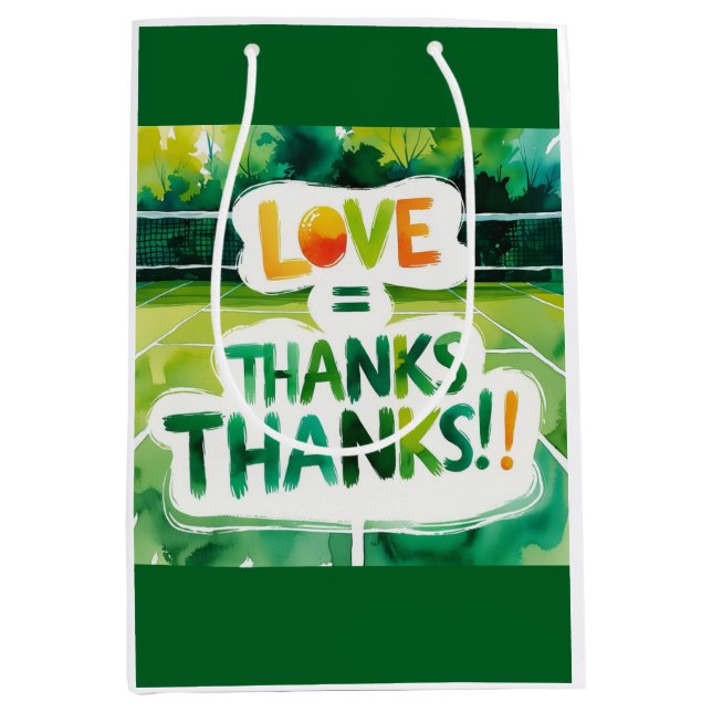 Tennisplatz mit Liebe und Dank Mittlere Geschenktüte (Vorderseite)