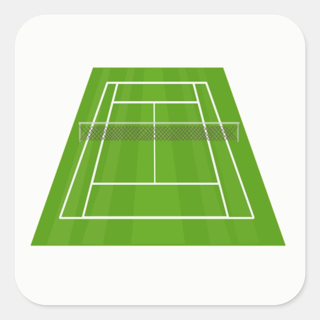 Tennisplatz Quadratischer Aufkleber (Vorderseite)