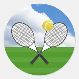 Tennisplatz & TENNIS RACKETS Runder Aufkleber