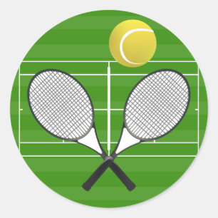 Tennisplatz & TENNIS RACKETS Runder Aufkleber