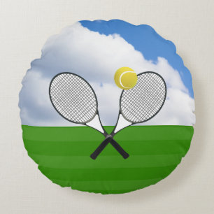 Tennisplatz & TENNIS RACKETS Rundes Kissen
