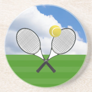 Tennisplatz & TENNISSCHLÄGER Sandstein Untersetzer