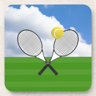 Tennisplatz u. TENNIS-SCHLÄGER Getränkeuntersetzer
