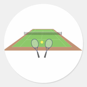 Tennisplatz und Racket-Aufkleber Runder Aufkleber
