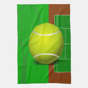 Tennisplatz und Schläger Küchentuch