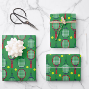Tennisrackets & Balls Muster Geschenkpapier Set