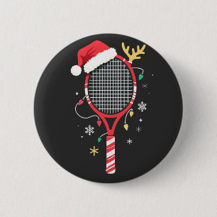 Tennissattel mit Weihnachtsmannmütze und Weihnacht Button