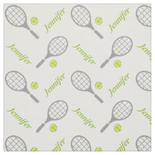 Tennisschläger, Ball und Ihr Name personalisiert Stoff