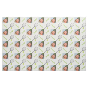 Tennisschläger, Ballname und Foto personalisiert Stoff