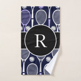 Tennisschläger & Balls Teamname Monogram Lila Handtuch