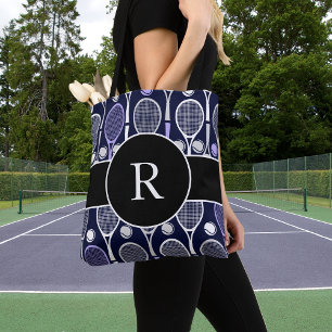 Tennisschläger & Balls Teamname Monogram Lila Tasche