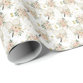 Tennisschläger mit floral geschenkpapier