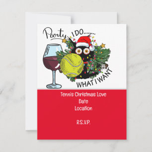 Tennisschläger mit Weihnachten mit lustigem Wein Einladung