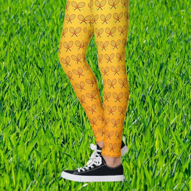 Tennisschläger-Muster orange gelb sportlich Leggings (Von Creator hochgeladen)