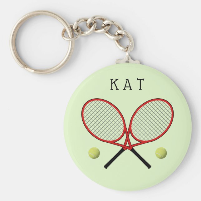 Tennisschläger personalisiert grün schlüsselanhänger (Vorne)
