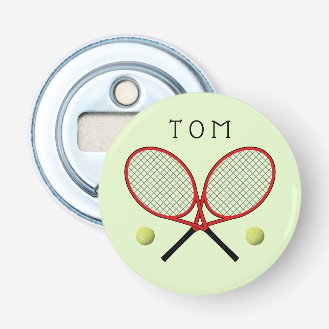 Tennisschläger personalisiertes Grün Flaschenöffner (Vorderseite)
