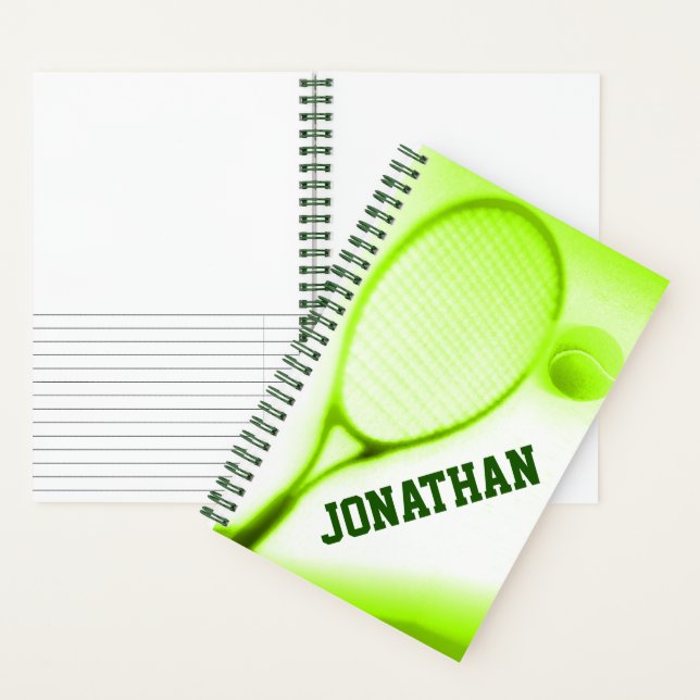 Tennisschläger-Sportarten mit dem Namen "grünes No Notizbuch (Innen)