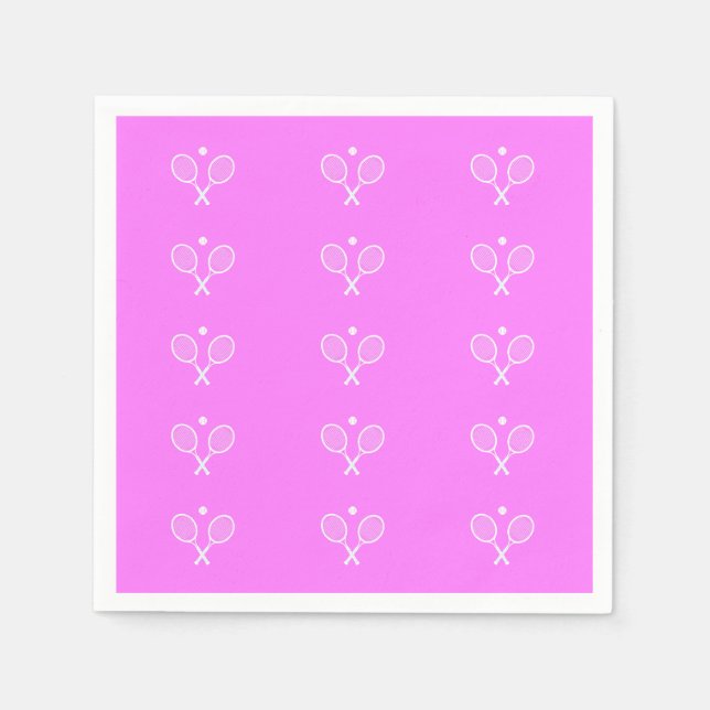 Tennisschläger Tief rosa Hintergrund Serviette (Vorderseite)