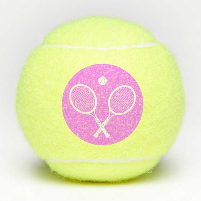 Tennisschläger Tief rosa Hintergrund Tennisbälle (Vorderseite)
