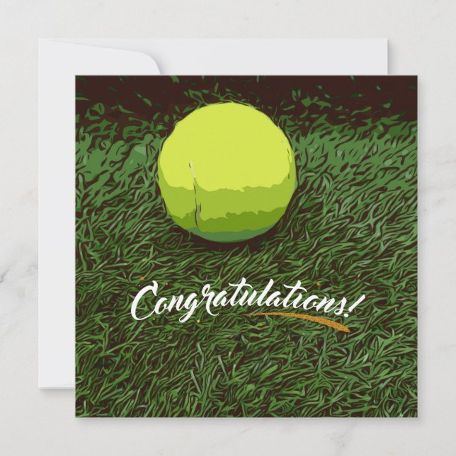 Tennisschläger und Ball auf grüne Gratulationen (Vorderseite)
