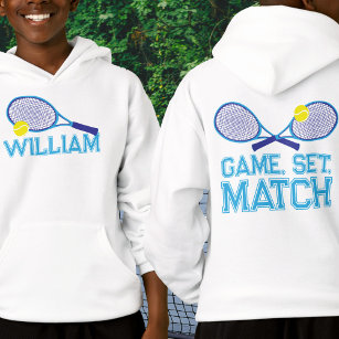 Tennisschläger und Ball-Blau-Zyan-Grafik Hoodie