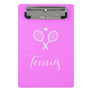 Tennisschläger und Ball Deep Pink Mini Klemmbrett