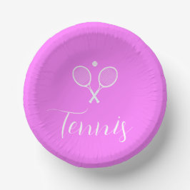 Tennisschläger und Ball Deep Pink Pappteller
