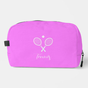 Tennisschläger und Ball Deep Pink Personalisiert Waschbeutel