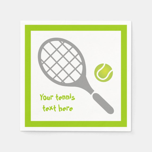 Tennisschläger und Ball grau, grüne moderne Sitte Serviette (Vorderseite)