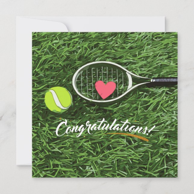 Tennisschläger und Ball mit Liebe gratulieren (Vorderseite)