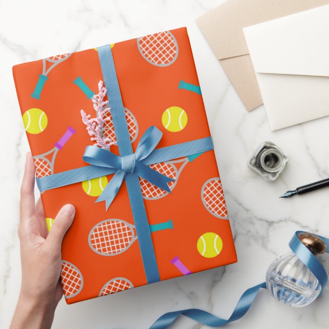 Tennisschläger und Ball-Muster-Party Geschenkpapier (Schenken)