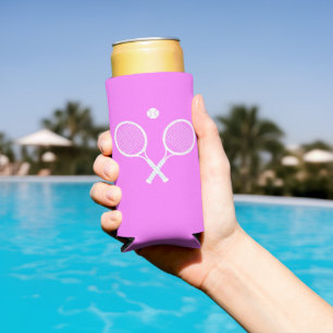 Tennisschläger und Ball Party Deep PInk Selters Dosenkühler