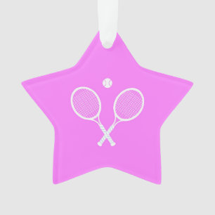 Tennisschläger und Ball Pink Star Ornament