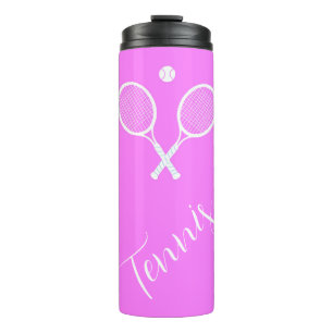 Tennisschläger und Ball Pink Thermosbecher