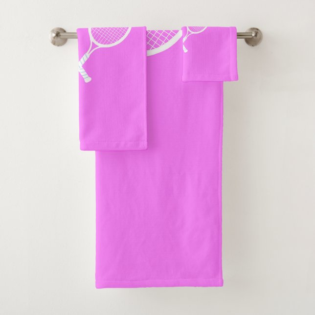 Tennisschläger und Ball Pink Wellness Badhandtuch Set (Insitu)
