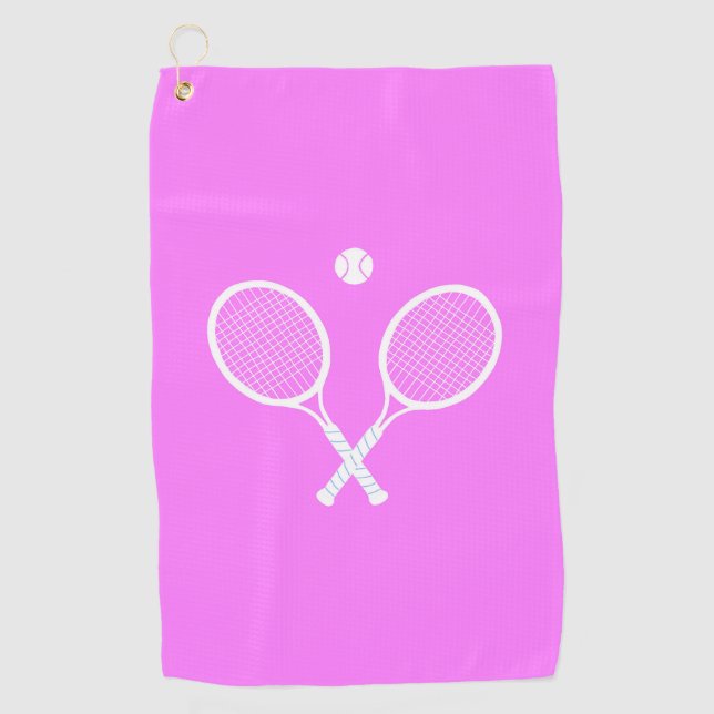 Tennisschläger und Ball Pink Wellness Golfhandtuch (Vorderseite)