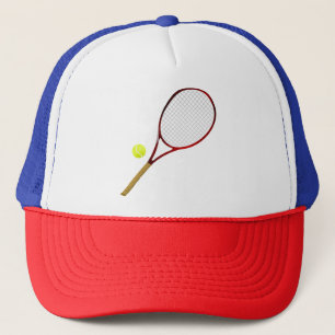 Tennisschläger und Ball Truckerkappe
