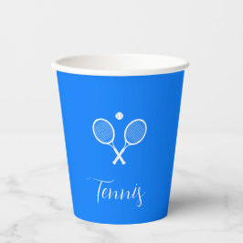 Tennisschläger und Ball Ultramarine Blue Pappbecher