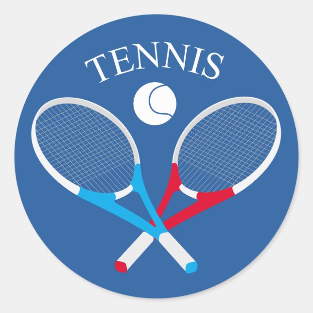 Tennisschläger und Tennisball Runder Aufkleber (Vorderseite)