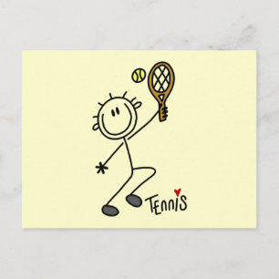 Tennisspielen mit Strichmännchen und Geschenke Postkarte