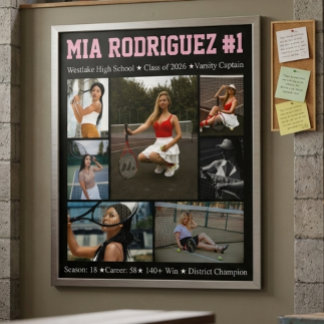 Tennisspieler-Absolventen-Foto-Collage Poster